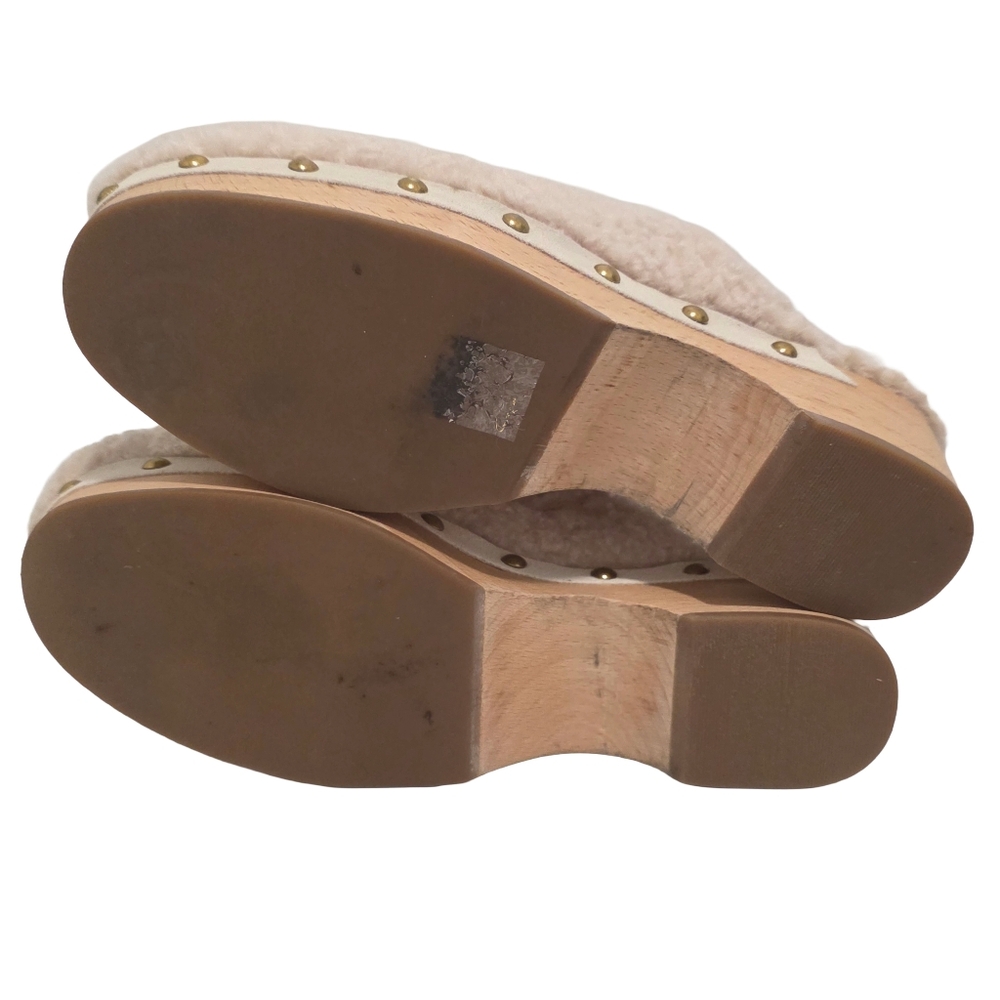 J. Crew Cream Faux Shearling Clogs Women's Size 7 - Picture 6 of 7